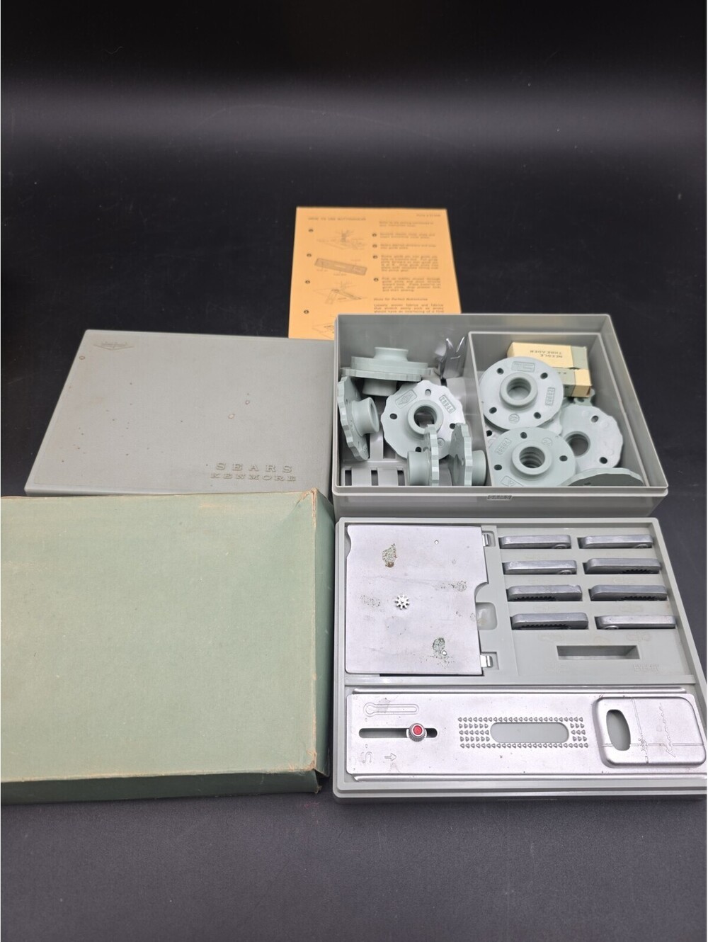 Vintage Sears Kenmore Sewing Machine Button Holer Full Set W Original Box